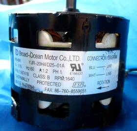 1187418 Broad-ocean Yjr20h4/d25-01a Electric Motor 115v 1.2a 60 Hz P/n D-shaft