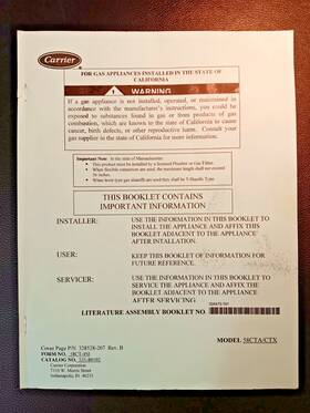 328473-701 Carrier Assembly Booklet #328473-701 Model 58cta/ctx