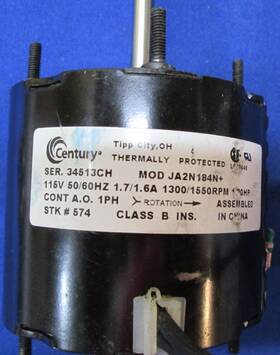 Ja2n184n Century Lr12645 Motor 115v 50/60hz 1300/1550rpm Model