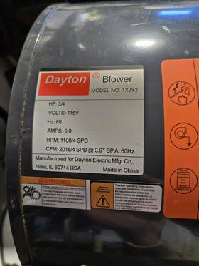 1xjy2 Dayton Blower