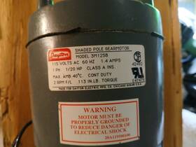 3m125b Dayton 1/20 Hp Shaded Pole Gear Motor 113 Inch Lb Torque 5/8 Shaft