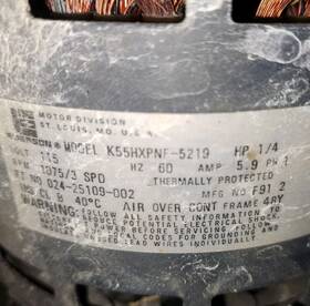 024-25109-002 Emerson K55hxpnf-5219 Furnace Blower Motor 1/4hp 1075/3spd 115v
