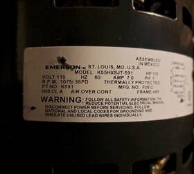 K55hxsjt-591 Emerson Furnace Blower Motor 1/3hp 1075rpm 3spd 115v K591