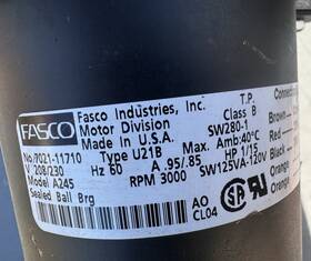 7021-11710 Fasco Model A245 Tested Fast Shipping