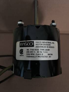 7163-9232 Fasco Evaporator Motor 208/230 V 1550 Rpm 1.0 Amps Black
