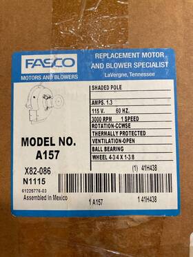 A157 Fasco Draft Inducer Fan