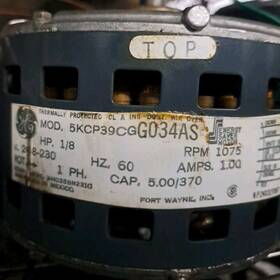 5kcp39cgg034as Ge Motors Blower Motor 1/8hp 1075rpm 230v 60hz 1ph Used