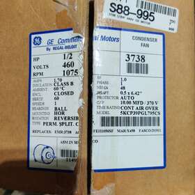 5kcp39pgl795cs Ge Condenser Fan Model 1/2 Hp 460 Volts 1075 Rpm 1 Speed 3738