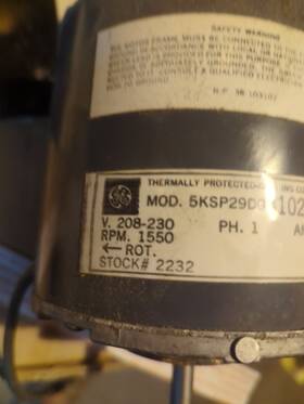 5ksp29dg3102at Ge V208-208 1/15 Hp 1550rpm
