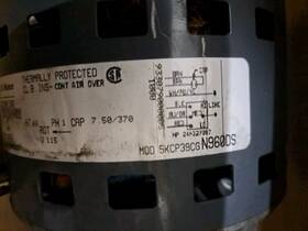 5kcp39cgn960ds Ge Hc37ae116a Motors Furnace Blower Motor 1/5hp 1075rpm 115v Used