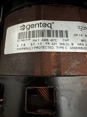 S1-7966-311p Genteq 322p289 Replacement Motor 1/6 Hp 1000 Rpm 115v With Fan