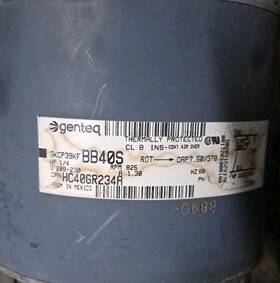 5kcp39kfbb40s Genteq Condenser Motor 1/4hp 208/230v Hc40gr234a Used