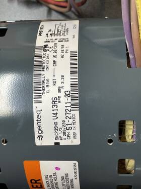 5kcp39ngv413as Genteq 1/3 Hp 240v Rpm 900 Motor