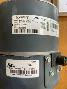 5sme39hlhf248 Genteq 1/3 Hp Ecm 142r Condenser Fan Motor Only Horse 230 V 2.98 A Used