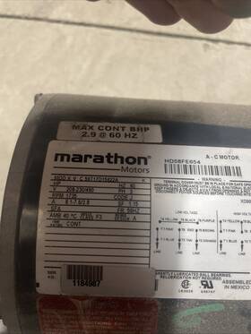 Hd58fe654 Marathon Electric 1184987 2.9 Hp 3p Blower Motor