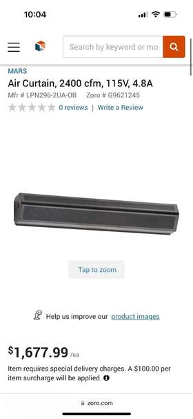 Lpn-296-2ua-ob Mars Air Curtain Obsidian Black 115v