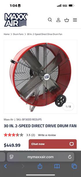 Pt876 Maxxair 30 Inch Commercial Drum Fan Two Speed Used But In Good Condition Pt876 Maxxair 30 Inch Commercial Drum Fan Two Speed Used But In Good Condition