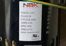 Nbk 0822027161012 Furnace Exhaust Fan Used Model