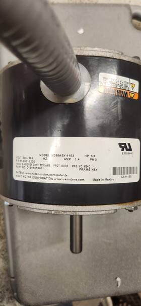 200-1200rpm Nidec Mo55ab-1153 Condenser Fan Motor 1/3hp