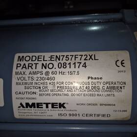 En757f72xl Rotron En707f72xl 5 Hp Regenerative Blower