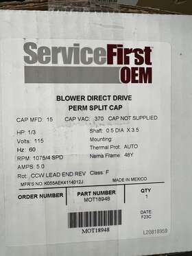Mot18948 Trane 115v Blower Motor - Black
