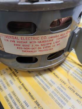 104655000 Universal Electric Co 1/6hp 920rpm 240v Motor Ha3e022n