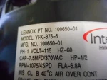 Lennox Interlink 100650-01 Furnace Blower Motor YFK-375-6 1075RPM 4SPD 115V. Fixed Price $210.00.