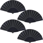 Black Folding Fans Fabric Chinese Japanese Style Summer Handheld. Fixed Price $8.49.