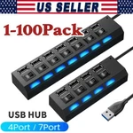 Usb Hub 7 Port On/off Switch High Speed Splitter Ac Adapter Cable Pc Laptop Lot. Fixed Price $349.99.