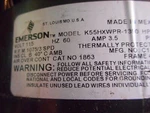 Emerson K55HXWPR-1390 Blower Motor 115V 1/4HP 3SPD 1075RPM 1863. Fixed Price $95.00.