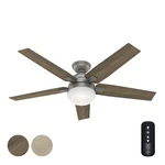 Hunter Fan 52INCH Matte Silver Indoor Ceiling With Light And Remote. Fixed Price $117.99.