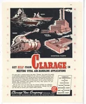 1943 Clarage Fan Co. Ad: Air Handling Applications. World War 2, Kalamazoo, Mi. Fixed Price $21.84.