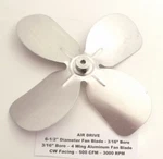 Air Drive 6-1/2" Diameter X 3/16" Bore Fan Blade 4 Wing Aluminum Cw. Fixed Price $7.95.