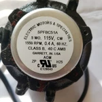 Electric Motors And Specialties Fan SPFBC51A, 115V, 60HZ, 1550RPM. Fixed Price $200.00.