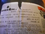 Emerson Ultratech M55PWCPH-0229 3/4HP, 120/240V. 1250/VAR Speed. Fixed Price $325.00.