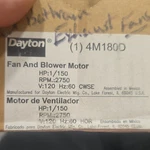 Dayton 4M180D Fan And Blower Motor 120V 1/150 Hp 2750 Rpm Corded Electric. Fixed Price $70.00.