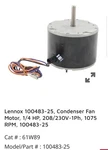Lennox 100483-45 Condenser Fan Motor Interlink Oem. Fixed Price $195.00.