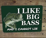 Like Big Bass Fishing Angler Metal Poster Sign Art. Fixed Price $18.99.