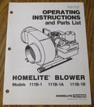 Homelite 111B-1A 111B-1B Instruction Parts List Catalog Manual Book 24161. Fixed Price $6.00.