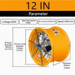 220V Explosion-proof Axial Fan 12IN Exhaust Cylinder Pipe For Warehouse. Fixed Price $81.70.