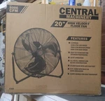 Central Machinery 20" 6000 Cfm High Velocity Fan, 3 Speed, Black. Fixed Price $59.99.