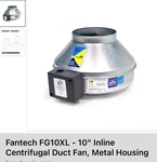 Fantech FG10XL Inline Centrifugal Duct 10" Metal Housing Nib. Fixed Price $350.00.